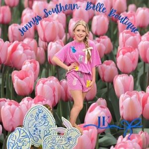 Pink Striped Two-Piece Set with Embroidery